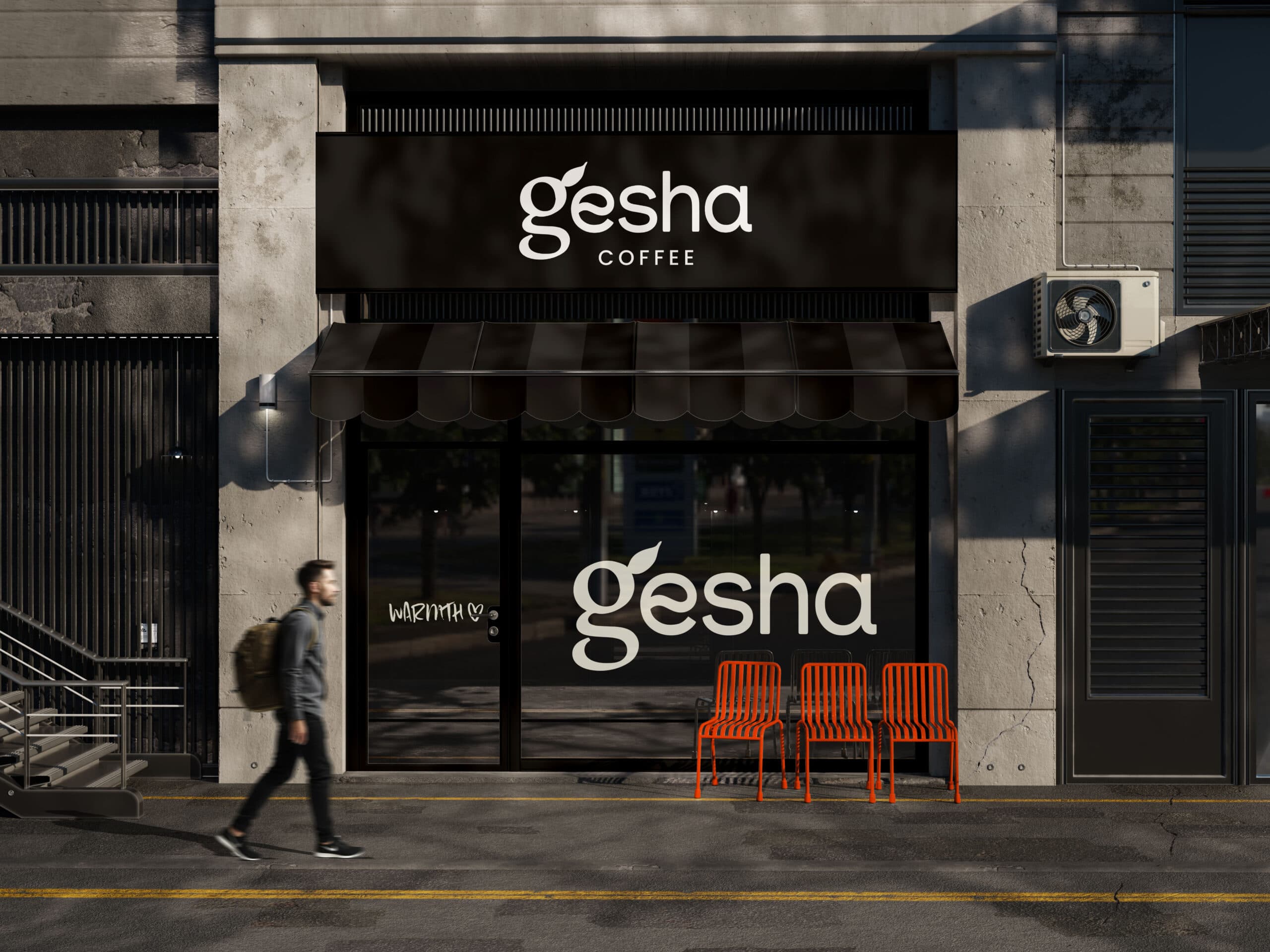 Gesha Cafe Storefront Architectural Mockup